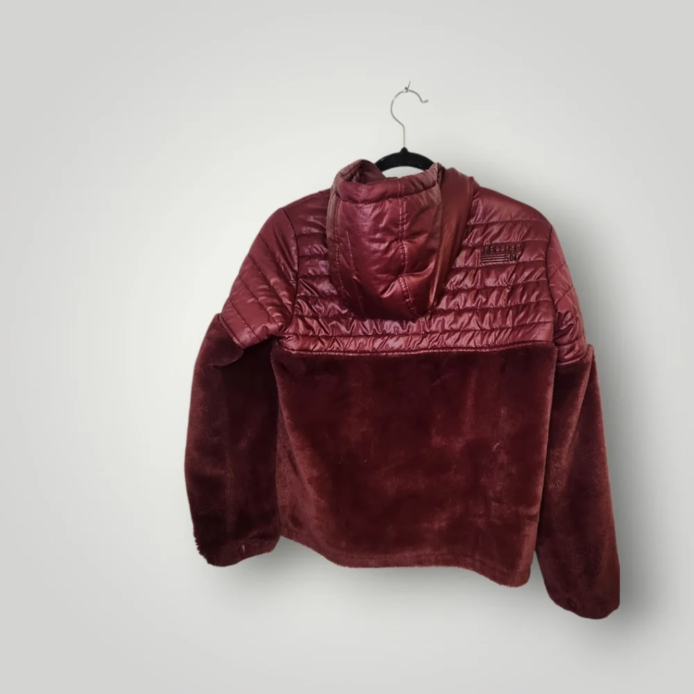 Justice Jacket Girls 14 Red Burdgundy Hood Full Zip Pockets